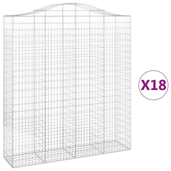 vidaXL Arched Gabion Baskets 18 pcs 78.7x19.7x220/240" Galvanised Iron