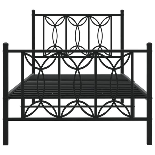 vidaXL Bed Frame Black Steel Twin Bed Frame Rectangular Modern