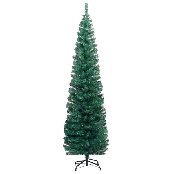 vidaXL Slim Artificial Pre-lit Christmas Tree with Ball Set Green 94.5"