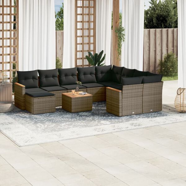 vidaXL Garden Sofa Set Grey PE Rattan Large Modular Garden Sofa Set