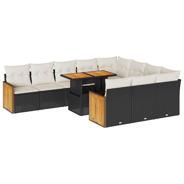 vidaXL Garden Sofa Set Black, Cream White