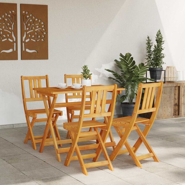 vidaXL Garden Chair Folding 4 pcs Oil Natural 40 x 42 x 85 cm