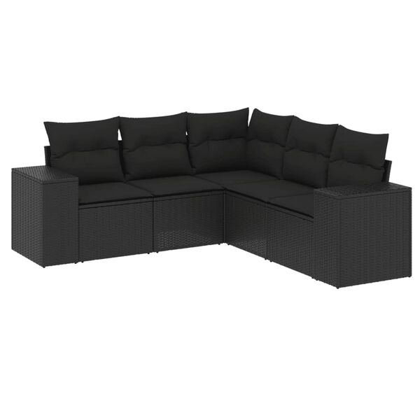vidaXL Garden Sofa Set Black PE rattan Medium Adjustable Feet