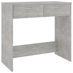 vidaXL Desk Concrete Grey Engineered Wood Small Storage Computer Desk