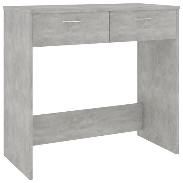 vidaXL Desk Concrete Grey Engineered Wood Small Storage Computer Desk