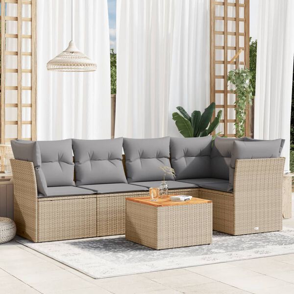 vidaXL Garden Sofa Set Beige, Light grey