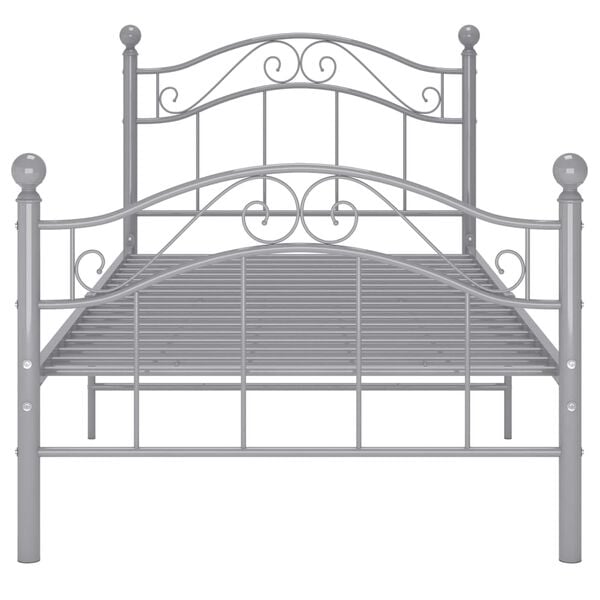 vidaXL Bed Frame Gray Powder-coated metal Twin Durable Twin Bed Frame
