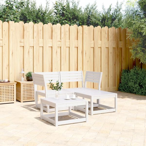 vidaXL Garden Sofa Set White Solid Pine Wood 3 Piece Modular