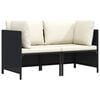 vidaXL Garden Sofa Black PE rattan 2-seater Removable Covers
