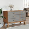vidaXL Drawer Cabinet Grey and Brown Solid Pine Wood, Engineered Wood