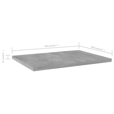 vidaXL Bookshelf Boards 8 pcs Concrete Gray 15.7"x11.8"x0.6" Chipboard