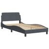 vidaXL Bed Frame with LED without Mattress Dark Gray 39.4"x79.9" Velvet