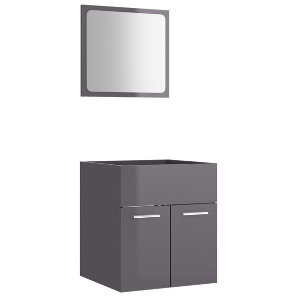 vidaXL Bathroom Furniture Set High gloss grey Engineered wood, acrylic