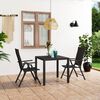 vidaXL Dining Set Black Aluminum, PE Rattan, WPC Medium Foldable