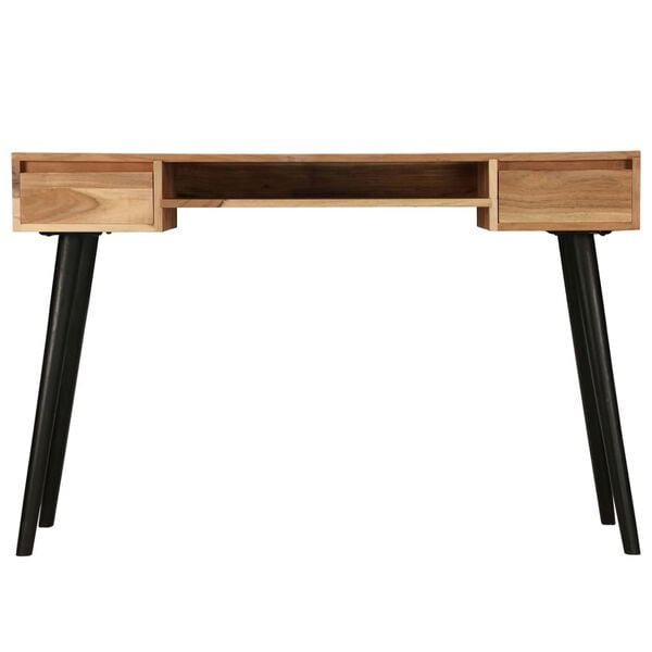 vidaXL Writing Table Natural wood with black legs Solid acacia wood Medium