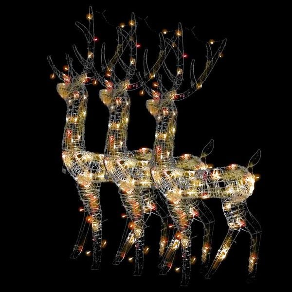 vidaXL Reindeer Christmas Decoration Set of 3 Multicolor Acrylic Large