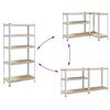 vidaXL 5-Layer Storage Shelves 2 pcs Silver Steel&Engineered Wood