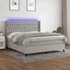 vidaXL Box Spring Bed with Mattress&LED Light Gray 72"x83.9" California King Fabric