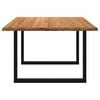 vidaXL Dining Table Light Brown Solid Oak Wood, Powder-Coated Steel Large