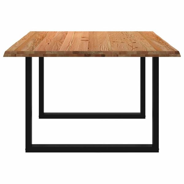 vidaXL Dining Table Light Brown Solid Oak Wood, Powder-Coated Steel Large