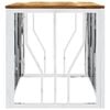 vidaXL Coffee Table Silver Stainless steel, solid acacia wood Medium