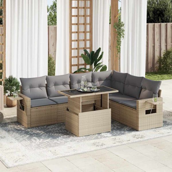 vidaXL Garden Sofa Set Beige, Light Grey