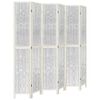 vidaXL Room Divider 6 Panels White Solid Wood Paulownia
