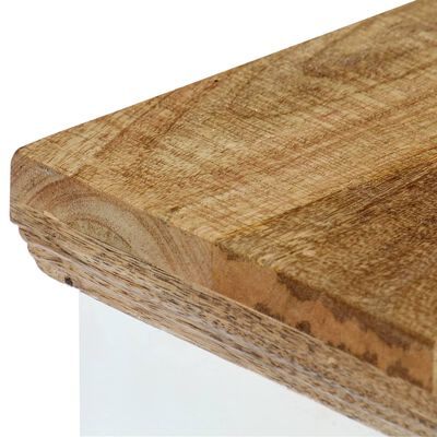 vidaXL Nightstand White and Brown 15.7"x11.8"x19.6" Solid Rough Mango Wood