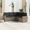 vidaXL Garden Sofa Set Gray PE rattan, Powder-coated Steel, Polyester