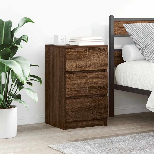 vidaXL Bedside Cabinet Set of 2 Brown Oak Engineered Wood Small