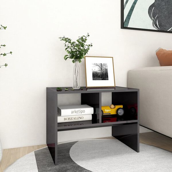 vidaXL Side Table High gloss grey Engineered wood Medium Side Table