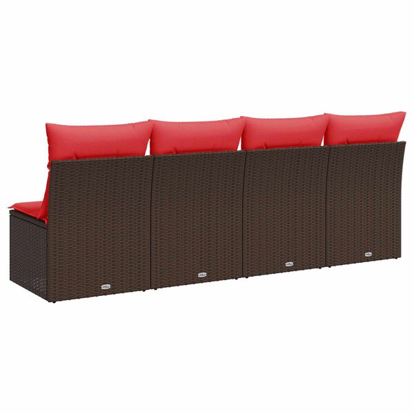 vidaXL Garden Sofa with Cushion Brown 227 x 62 x 69 cm Poly Rattan