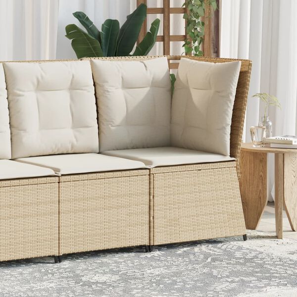 vidaXL Patio Sofa Beige PE rattan Single Adjustable Feet Garden Sofa