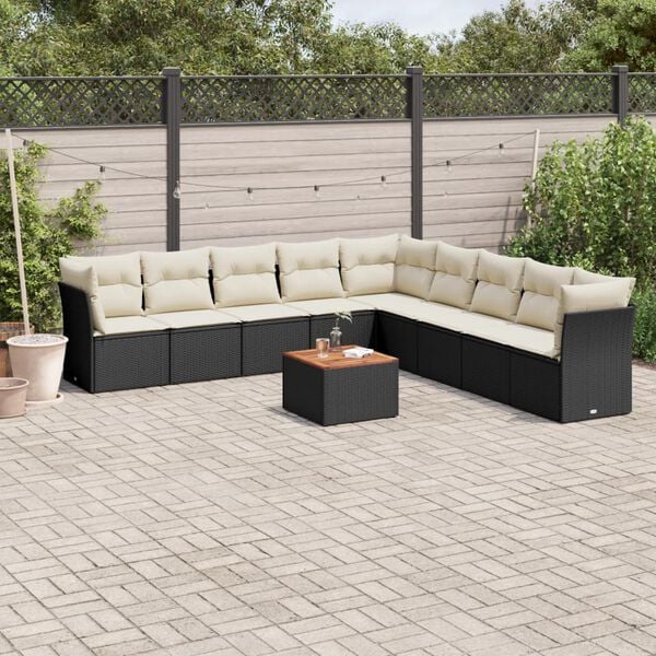 vidaXL Garden Sofa Set Black, Cream