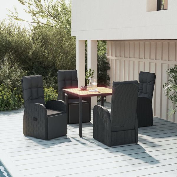 vidaXL Garden Dining Set Black Solid Acacia Wood Standard