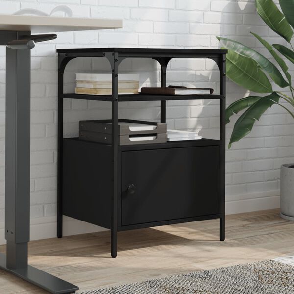 vidaXL Printer Stand 3-Tier Black 19.7"x15.7"x29.9" Engineered Wood