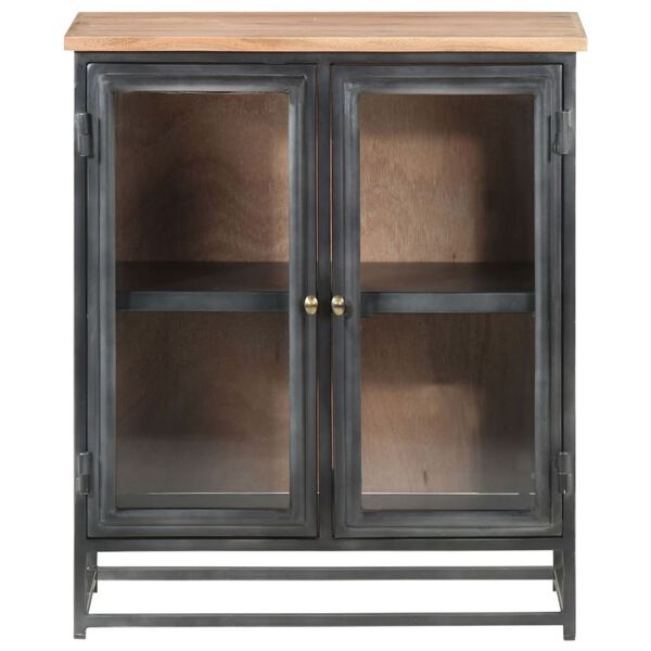 vidaXL Sideboard Gray 23.6"x13.8"x27.6" Solid Acacia Wood and Steel