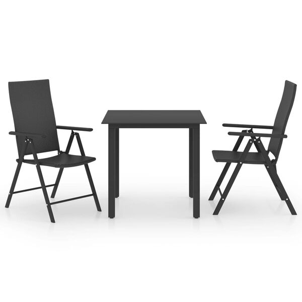 vidaXL Dining Set Black PE Rattan Medium Foldable Outdoor Dining Set