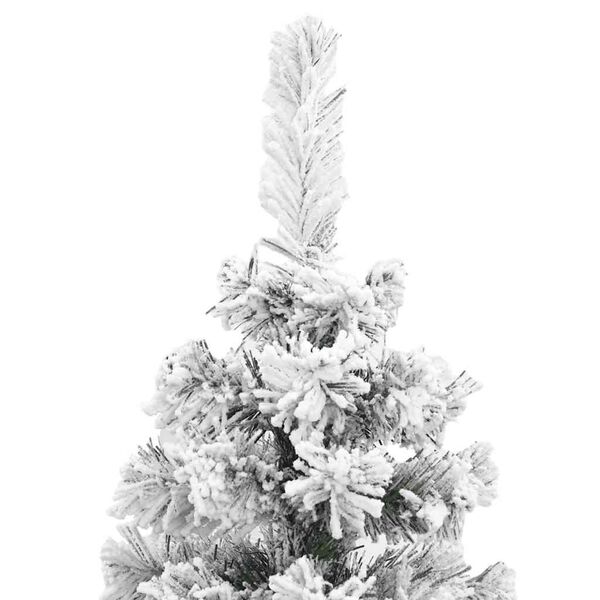 vidaXL Christmas Tree Green with White Flocked Snow PVC, Steel Slim