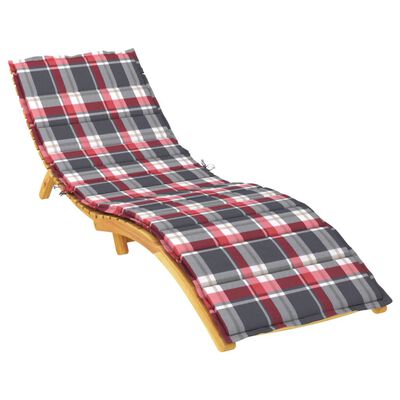 vidaXL Sun Lounger Cushion Red Check Pattern 78.7"x19.7"x1.2" Fabric