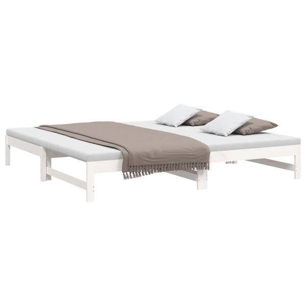vidaXL Day Bed White Solid pine wood Double Convertible Day Bed