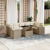 vidaXL Garden Sofa Set Beige PE rattan 7-Piece Set Modular