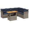 vidaXL 7 Piece Patio Sofa Set with Cushions Gray Poly Rattan