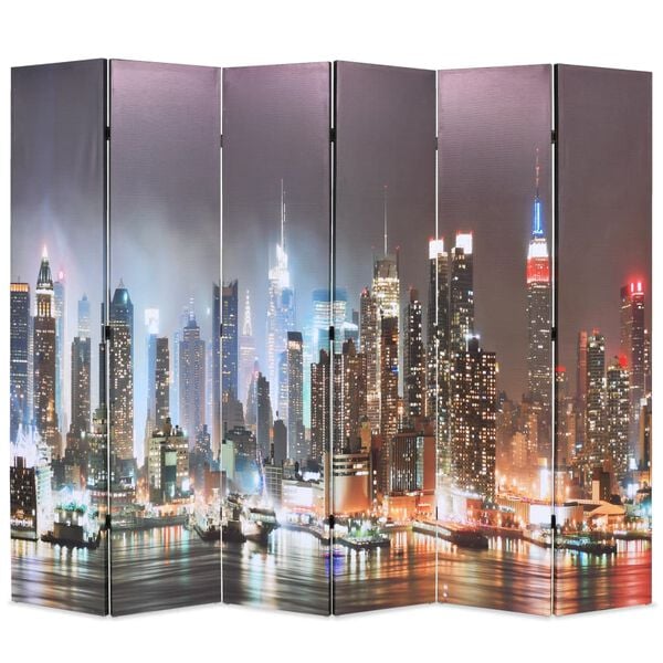 vidaXL Folding Room Divider 89.8x66.9" New York by Night