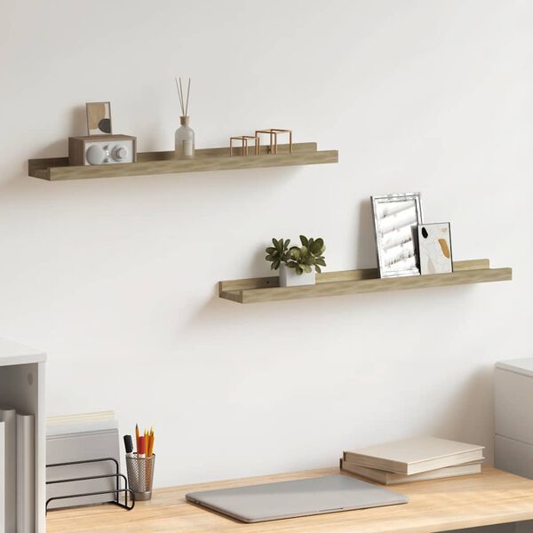 vidaXL Wall Shelf Set of 2 Sonoma Oak MDF Wall Mounting Wall Shelf