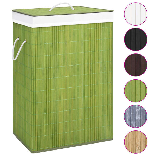 vidaXL Bamboo Laundry Basket with Single Section Green