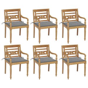 vidaXL Batavia Chairs with Cushions 6 pcs Solid Teak Wood
