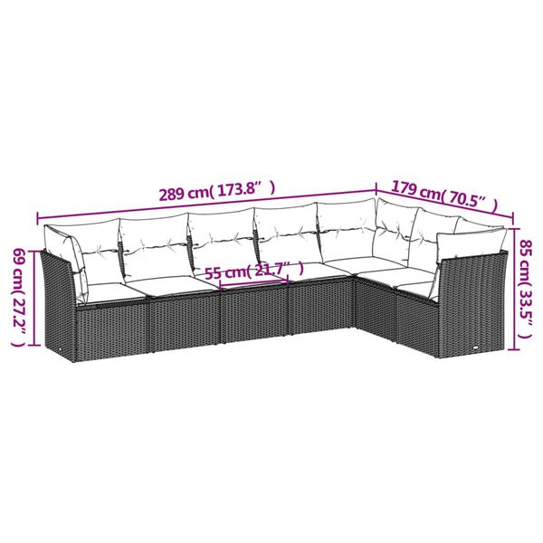 vidaXL Garden Sofa Set Black