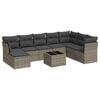 vidaXL Garden Sofa Set Grey Poly Rattan, Steel Large Modular