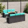 vidaXL 7 Piece Patio Sofa Set with Cushions Black Poly Rattan